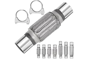 Mardatt 3Pcs Exhaust Flex Pipe Heavy Duty Stainless Steel Exhaust Flex Pipe Double Braid Exhaust Flex Tube U-Bolt Clamp Stainless Steel Muffler U-Bolt Clamps for Cars Trucks Buses Pipes(2"x6"x10")