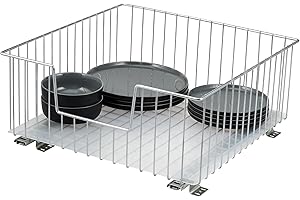 bremermann Cestello estraibile per armadio larghezza 50 cm con ripiano, con guide telescopiche, ideale per cucina, bagno e camera da letto, in metallo (Cromo)