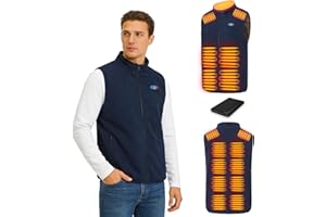 MOTUSANA Heated Vest for Men with Power Bank,15 Heating Zones & 3 Heat Levels,10,000mAh Battery Pack,Lightweight Fleece Heated Gilet for Hiking,Skiing,Camping in Winter
