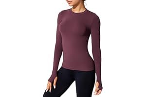 JTSONN Sportshirt Damen Langarm Gym T-Shirt Laufshirt mit Daumenloch Kompressionsshirt Langarmshirt Damen Sport Leicht Yoga Fitness Oberteil Atmungsaktives Workout Shirts