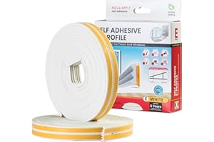 Sanojtape Dichtungsband E-Profil Weiß 16 Meter Selbstklebende EPDM-Gummidichtung Ideal Dämmung Isolierung Fenstern Türen