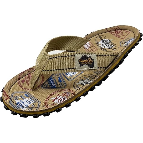 Tongs Gumbies Islander Unisexes - Semelle Caoutchouc Recyclé, Tige En Coton Doux, Couleur Beige - Taille 44 EU