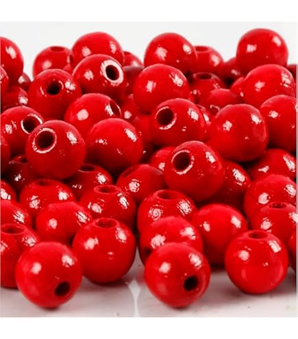 500 Cuentas De Madera Teñidas Rojo Oscuro - 8mm, Agujero 3mm, Para Joyería, Pulseras, Collares, Manualidades