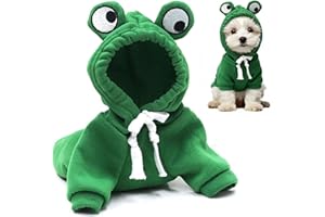 YISKY Hunde Weihnachten kostüm, Haustier Frosch Hoodie Kostüm, Haustier Frosch Weihnachtskostüm, Kostüm Frosch Weihnachten für Welpen, Niedlicher Frosch Form Pullover für Hunde, für H-austier Winter Warm