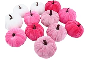 TSLBW 12 Pcs Halloween Artificial Pumpkins Large Simulation Velvet Pumpkin Set Halloween Lifelike Fake Foam Mini Pumpkins Home Autumn Fall Harvest Thanksgiving Table Party Decoration Gifts (D)