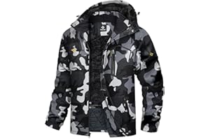 GEMYSE Homme Veste de Ski Imperméable de Montagne Manteau d'hiver Extérieur en Polaire Coupe-Vent avec Capuche