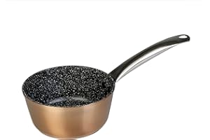 WECOOK! Professional Casserole à Lait 18cm, Induction, Pierre Antiadhésive Écologique sans PFOA, Aluminium Forgé, Épaisseur 2,8 mm, Copper, Poignée en Acier Inox., Vitrocéramique, Gaz, Four