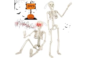 JEDWKFA 2 Pezzi Halloween Scheletro, 40CM Scheletro, Halloween Decoration, Addobbi Halloween da Appendere, con giunti mobili, per Decorazioni di Oggetti di Scena per Casa Infestata