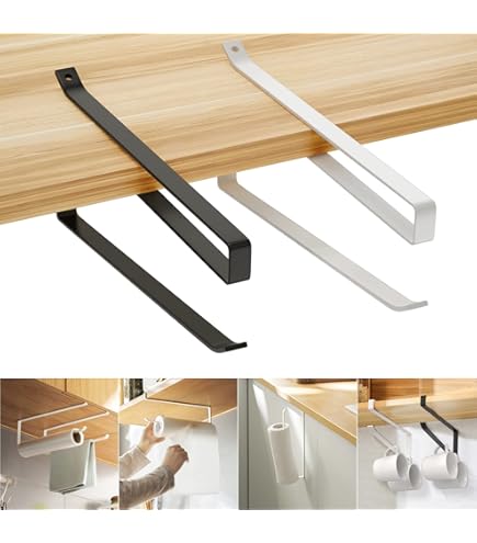 2 Supports Sopalin Muraux Sans Perçage - Porte-rouleau Essuie-tout, Film Alimentaire - En Fer, Blanc - 26 Cm
