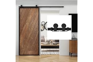 TSMST 6FT/183cm Kit de Rail de Porte de Grange Robuste,Quincaillerie Kit de Rail pour Porte Coulissante Adapté à une Porte en Bois Unique