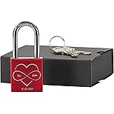 LAUBLUST Liebesschloss mit Gravur und Schlüssel inkl. Geschenkbox - Ewig im Herzen - Personalisiertes Geschenk für Paare