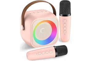 OQUNENE Karaoke Machine for Kids Adults, Portable Bluetooth Speaker with Wireless Microphone and LED Lights, Birthday Gifts for Girls Ages 4, 5, 6, 7, 8, 9, 10, 12+