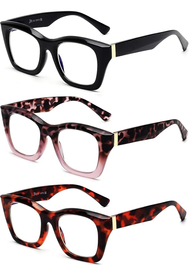 3 Paire Lunettes Lecture Rectangulaires Surdimensionnées - Blocage Lumière Bleue Homme Femme
