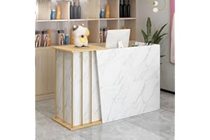 TAIFUAN Bancone Reception Negozio, Bancone Reception Centro Estetico con Cassetti, Hotel,Bancone Reception Moderno con Cassetti e Ripiani, Bancone Negozio con Ampio (Size:120x90x40cm,Color:Stile marmo)