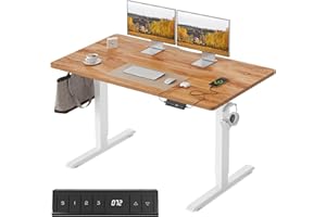 ‎FEZIBO FEZIBO Höhenverstellbarer Schreibtisch mit USB-A und USB-C-Ladeanschlüssen, 120 x 60 cm Steh-Sitz Tisch, Schreibtisch Höhenverstellbar Elektrisch, Ergonomischer Computertisch Homeoffice, Hellbraun