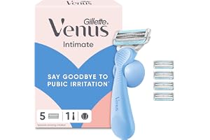 Gillette Venus Women's Razor for Pubic Hair & Skin Protection, 1 Handle - 5 Blade Refills, Ergonomic Handle, Sensitive Skin P