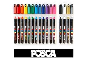 Posca PC-1MR Lot de 16 stylos marqueurs de toutes les couleurs