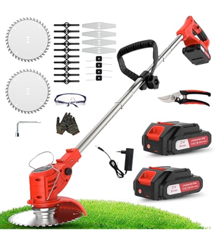 Best Direct Rotorazer Débroussailleuse électrique 8 en 1, 2 batteries 21 V, coupe-bordures, tondeuse, coupe-gazon, divers accessoires, tête pivotante à 90° (tondeuse 1 batterie