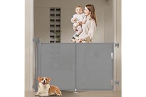 WODONDOG Barrière de Sécurité Rétractable 0-150 cm, Barriere de Securite Enfant Extensible, Barriere de Securite Enroulable pour Enfants et Aux Chiens Petits Moyens, Grands