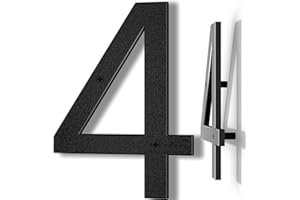 Yafimea numeros para casa exterior moderno negro, altura 20 cm, plástico ABS macizo, efecto 3D flotante (4)