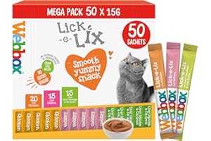 Webbox Lick-e-Lix Cat Treats Variety Mega Pack - Kitten Friendly, Grain Free, No Artificial Preservatives or Colours (50 Pack)