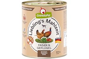 GranataPet Liebling's Mahlzeit Faisán & Birds - Comida húmeda para Perros, Comida para Perros sin Cereales y sin azúcares añadidos, pienso Completo, 6 x 800 g