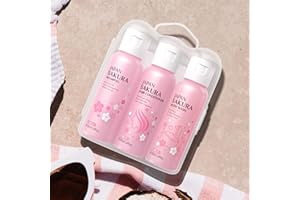 LAIKOU Sakura Kit Shampooing et Après Shampoing Femme, 3 Pièces Soin Corps et Cheveux, Coffret Voyage Soin Idéal à emporter en Voyage, Vacances et Salle de Sport