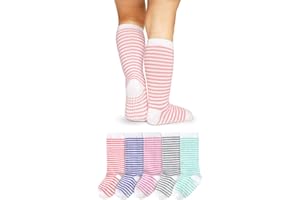 LA Active Chaussettes Montanes Mi-Bas Antidérapantes - 5 Paires - pour Bébés et Enfants - Non-glissement Coton (Filles Bandes, 12-36 Mois)