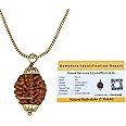 Crystal Heaven Rudraksha Original 2 Mukhi Pendant Necklace for Women Men | Certified Rudraksha with Velvet Pouch (Gold)