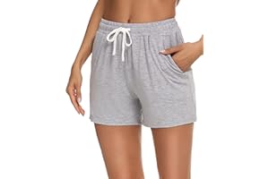 Aseniza Pantaloncini Corti Donna Cotone, Pigiama Estivo a Righe Pantaloni,Shorty Casual da Donna Pigiama Pantaloncini con Tasche