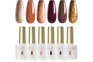 ROSALIND UV-nagellack, 6 färger brunt chokladglitter brunt höstgel nagellack pumpa set kanel Bubble Off UV LED nagellack nage