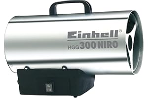 ‎EINHELL Einhell Generator gorącego powietrza HGG 300 Niro (30 kW, ciśnienie robocze 1,5 bar, przepływ powietrza 500 m³/h, zapłon piezoelektryczny, zabezpieczenie przeciwpożarowe, turbo-wentylator), srebrny,