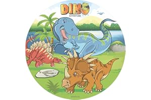 Dekora - Decoracion Tartas de Cumpleaños Infantiles en Disco de Oblea de Dinosaurio - 20 cm
