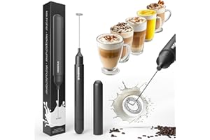 Minismus Mousseur à Lait électrique - Fouet Electrique Léger - Mini Mixeur Convivial - Mousseurs à Lait - Parfait pour la Cuisine et les Voyages (Noir)