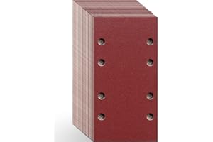 Aucenix Sanding Sheets for Electric Sander: 48Pcs Hook and Loop Sandpaper 93 x 185 mm - Rectangular Sander Pads with 8 Holes Assorted (40/60/80/120/180/240/400/600) for Wood