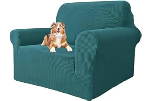 MAXIJIN Fodere per sedia super elasticizzate per soggiorno, fodera per sedia 1 pezzo con braccioli Protezione per sedia jacquard Cani Fodera per poltrona pet friendly (1 posto, Verde Nerastro)