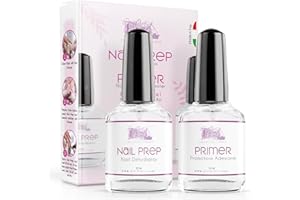 PICS NAILS Nail Prep e Primer Unghie Gel 12ml - 2 pz. - Kit Preparatori per Unghie Professionale Migliora Tenuta delle Unghie Ricostruite Primer NON ACIDO Promotore d'adesione e Nail Prep Deidratante per Unghie
