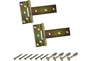 BRESKO Kreuzgehänge verzinkt T-Bänder Scharnier Torband Ladenband Türbänder Werfgehänge schwer 2er Set mit Schrauben (150x45x90 mm)