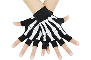 Bienvenu Guanti unisex elastici, senza dita, scheletro, guanti