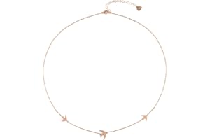 Happiness Boutique Femmes Collier Oiseaux Volants en Or Rose | Collier Délicat Hirondelles Bijoux Acier Inoxydable