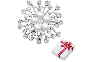 LINJINDE Broche de flor brillante con perlas y pedrería, vestido de novia brillante ramo de novia, alfileres de solapa boda alfileres de broches con nácar, joyería moderna regalo para damas mujeres niñas ropa