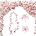 BSITSSS 3PCS 180cm Artificial Silk Cherry Blossom Garland Vines Hanging Vine Garland Artificial Flowers for Outdoor Indoor Wedding Wall Badroom Decoration (Pink)