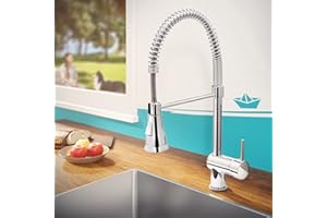 Calmwaters® Premium Spiralfederarmatur, 360° flexible Küchenarmatur mit Brause, Wasserhahn Küche Geschirrbrause