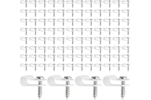 Batheidon 100 Stück R Typ Kabelklemmen, 1/4 Zoll（6.4mm） Nylon Kabelhalter, Kabelschellen zum Schrauben, Kabelbefestigung für Kabelmanagement, Wiederverwendbar, Kabelschellen, Kabelhalter Schraubbar