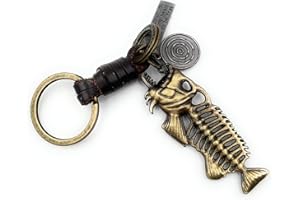 Onwomania - Fish Skeleton Movable Keyring - Metal Lucky Charm Ideal as a Gift e.g. for a Best Friend, Best Friend, Mum - For Men, Women & Children, bronze, Unit size
