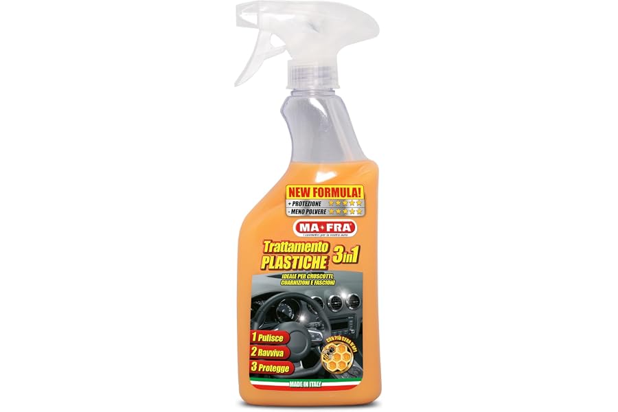 Ma-Fra Trattamento 3in1 Plastiche, Pulisce, Ravviva e Protegge Parti Interne dell'Auto, Ideale per Cruscotti e Guarnizioni, C