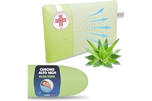 BELTALIA Cuscino Cervicale Alto 16 cm Aromaterapico Antirussamento – Dispositivo Medico Classe 1 Detraibile – Traspirante – Fodera Jersey – Made in Italy - (1, Aloe Vera Jersey, 73X43 H16)