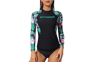 ATTRACO Women's Rash Vest UV Sun Protection Swim Shirt Long Sleeve Wetsuits Tops