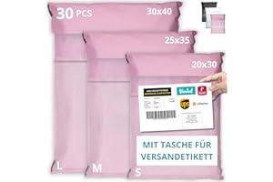 ‎EMBALLAX EMBALLAX - 30 Versandtaschen MIT TASCHE FÜR VERSANDETIKETT - 3 Größen S/M/L - WIDERSTANDSFÄHIG/WASSERDICHT - Versandtüten für Kleidung - Warensendung Umschlag für Kartons - Versandbeutel - Danke