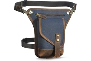 Handadsume Tela Resistente All'acqua + Vera Pelle Moto Equitazione Travel Coscia Borsa per Gambe Marsupio in Vita Per Gli Uomini Donne FB2141